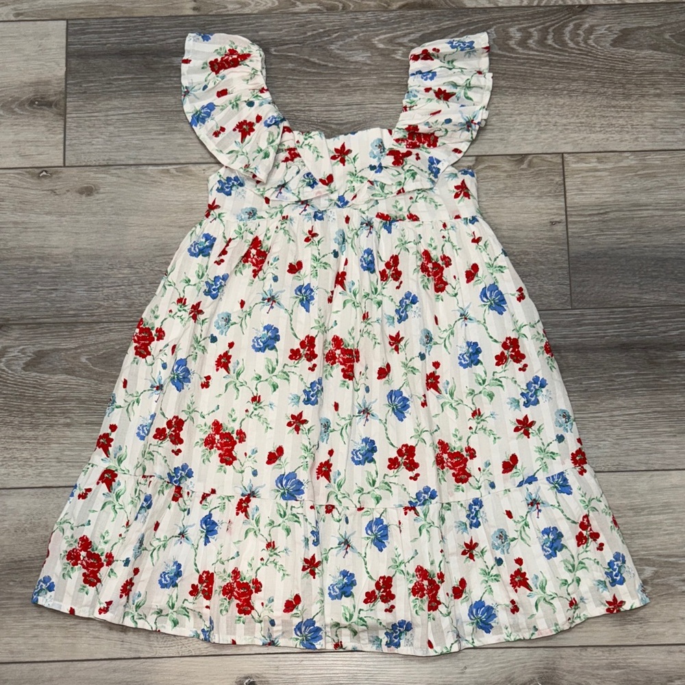 Janie and Jack White Dress with Red and Blue Floral